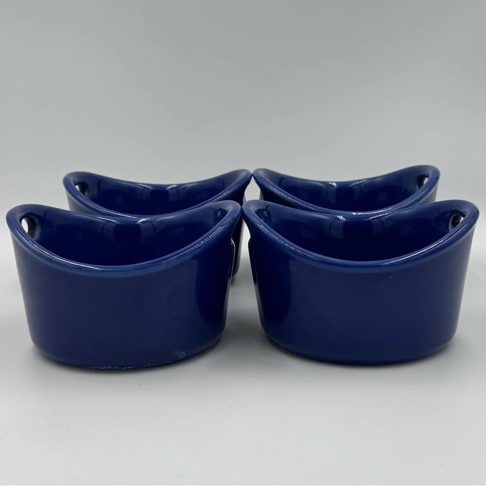 Rachael Ray Cobalt Blue 10oz Stoneware Ramekin Baking Dishes Set of 4
